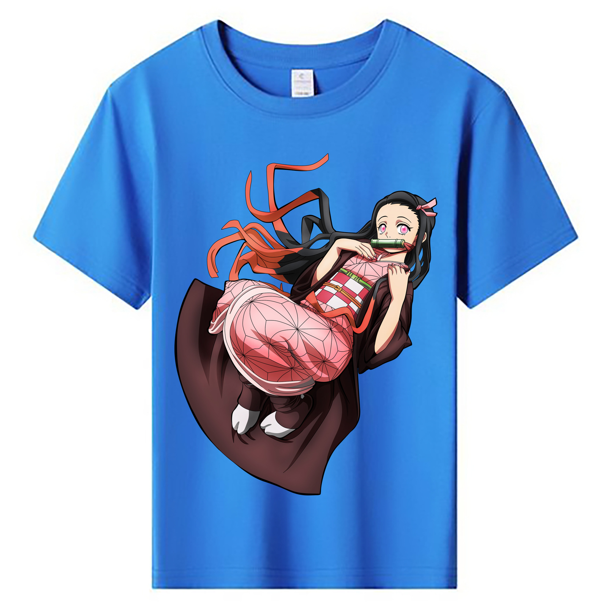 （画像用） 鬼滅の刃（きめつのやいば）竈門 禰󠄀豆子／かまど ねずこ Kamado Nezuko 綿100％キッズTシャツ（フロントプリント）